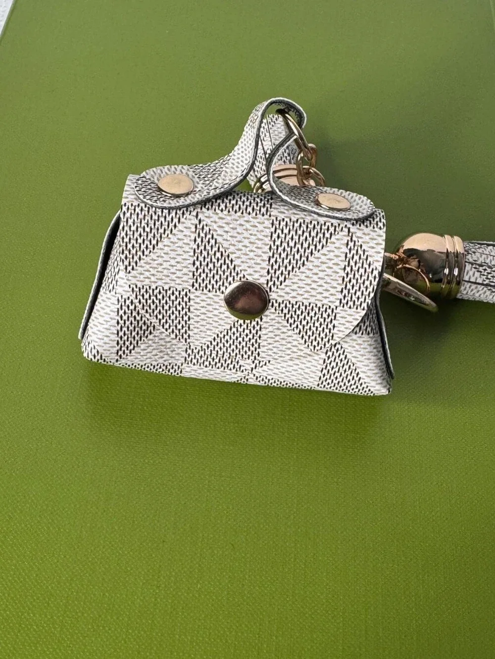 Mini Monogram Satchel Keychain in Light Lavender
